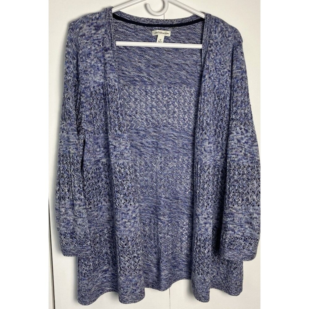 Croft & Barrow Womens Blue Marbled Cardigan Size Medium - Picture 2 of 8